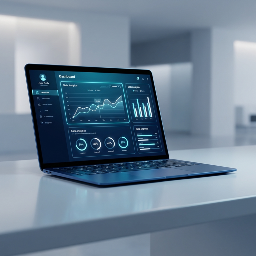 Mockup de sistema web responsivo em laptop